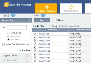 Selecting the Remove Text Rule and applying the relevant settings