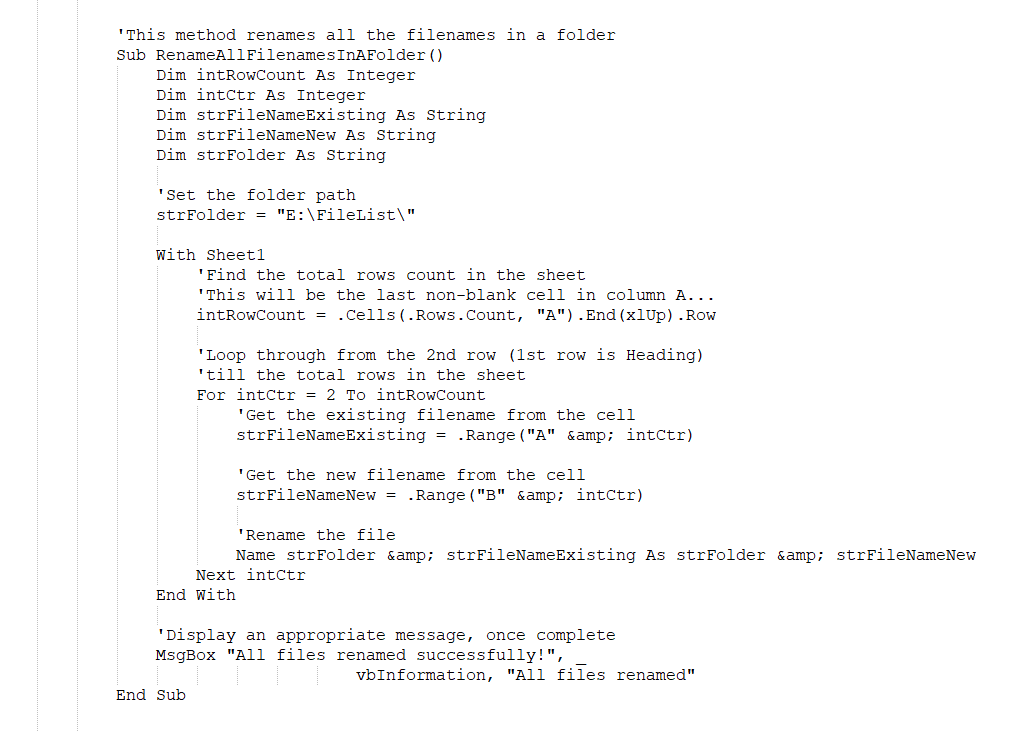 Macro To Rename Multiple Files In A Folder